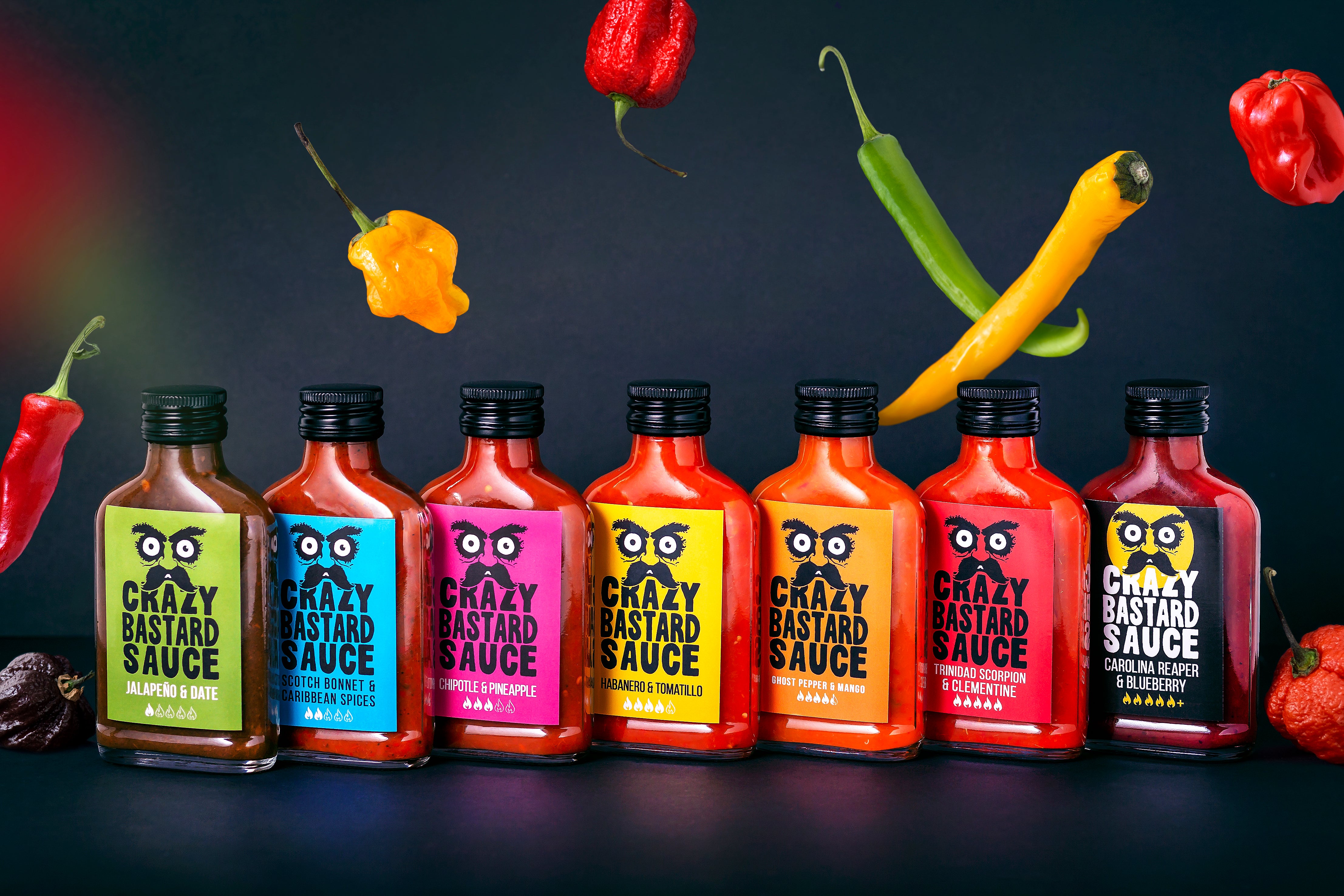 crazy-bastard-the-crazy-seven-hot-sauce-set-7x100ml-mit-spiel image 2