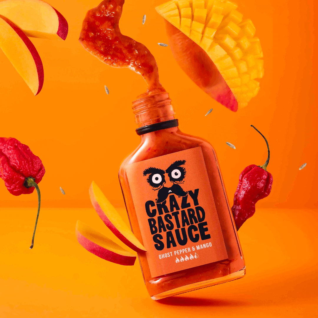 crazy-bastard-bhut-jolokia-mango-hot-sauce-100-ml-scharf image 6