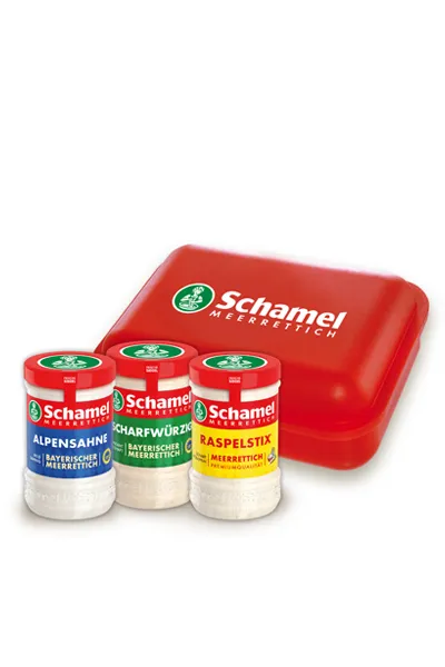 schamel-brotzeitbox-meerrettich-set-3-gl-ser-scharf-mild-geraspelt image 1